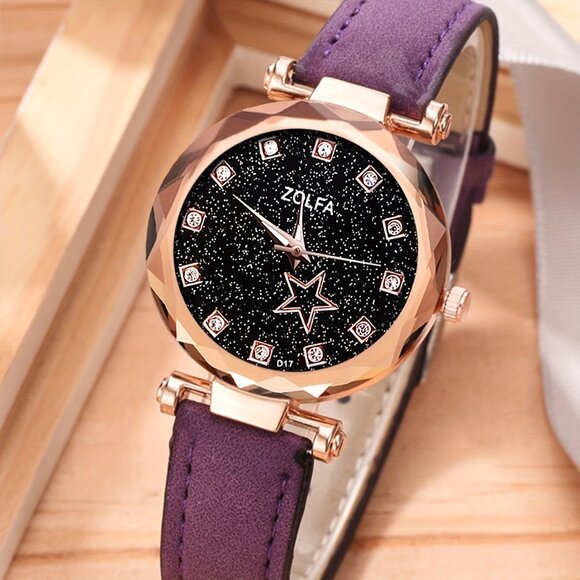 5 pcs Quartz Pu Leather Wrist Watch and Necklace Set - Picture 6 of 8